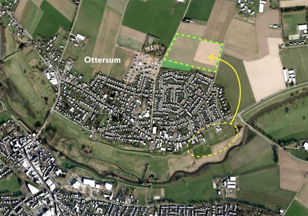 luchtfoto Ottersum met beoogde locatie VV Achates