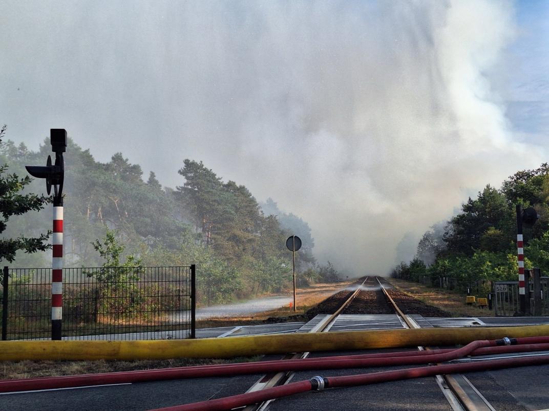 brand vlak bij het spoor